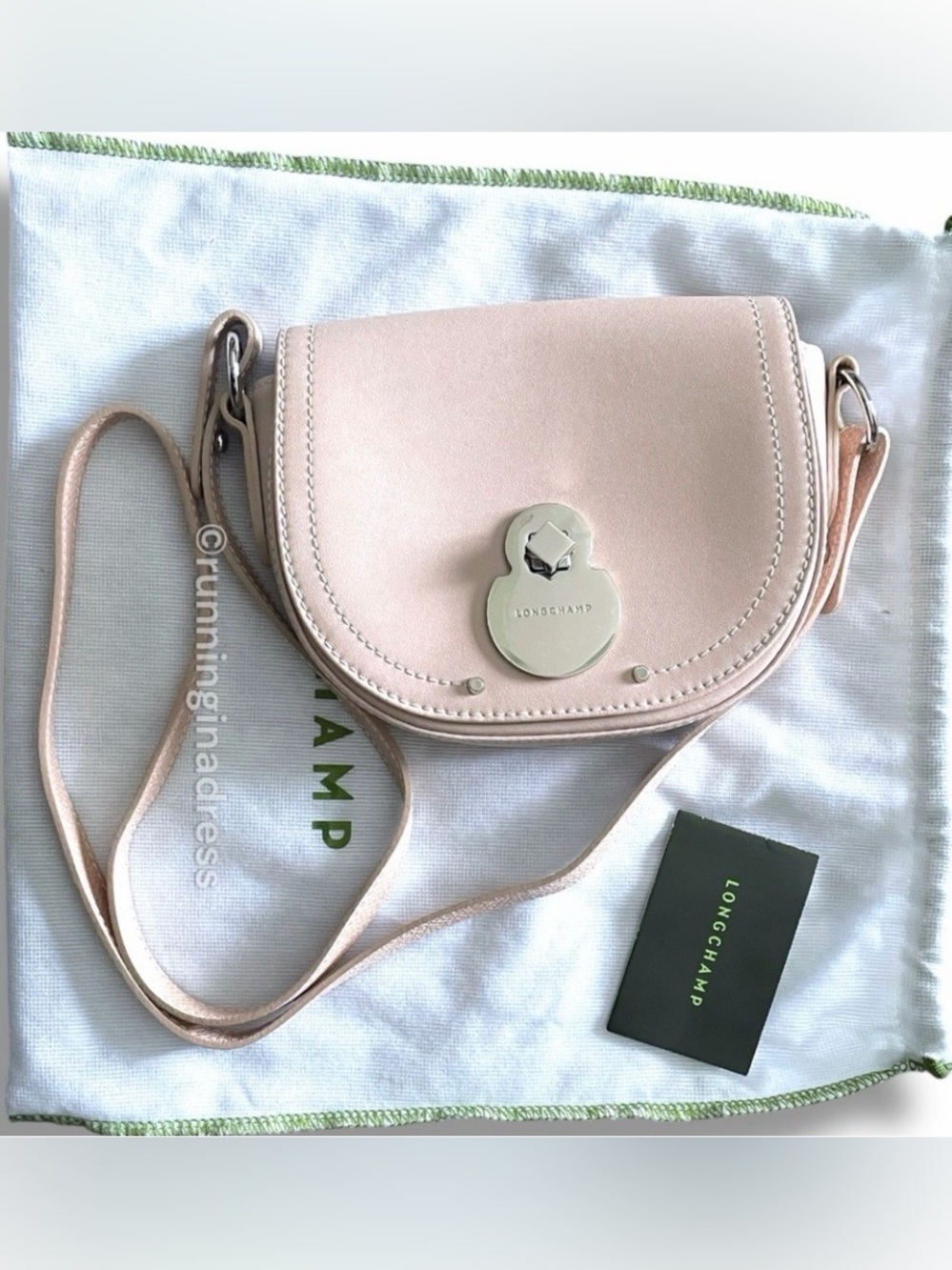 NEW Longchamp Cavalcade XS Leather Crossbody Nude Pink Full Set NWOT Saddle